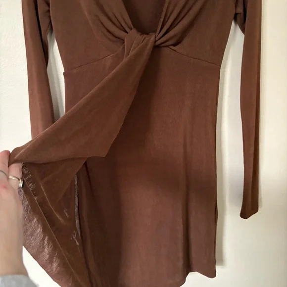 Forever 21 Brown Long Sleeve Dress Size Medium - Picture 9 of 13